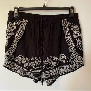 City Chic Black Embroidered Shorts